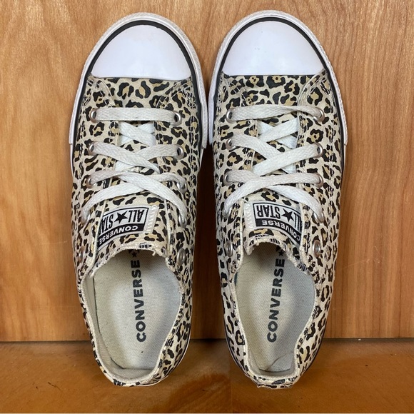 Youth 2 Converse All Star Low Sneakers Tan Cheetah SEF1051 - Picture 5 of 8